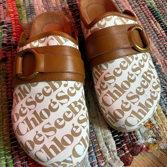 SeebyChloé Tan and White mules Slippers Size 39/8 - Picture 3 of 16